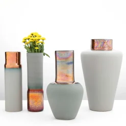 Vaso Cilindrico in Ceramica Riflesso Vesuvio