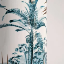 Vaso cilindrico in porcellana Las Palmas con palma e foglie