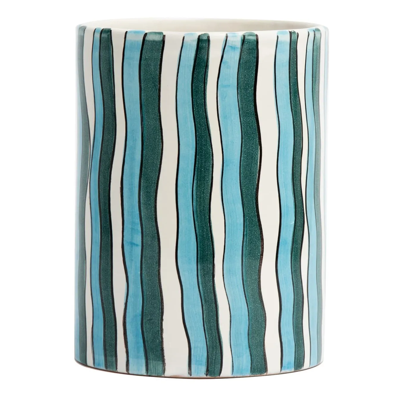 Vaso cilindrico verde e blu Era