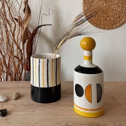 Vaso cilindrico Zeno nero e giallo