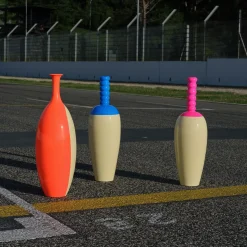 Vaso Circuito Vibrante in ceramica arancione e giallo zabaione