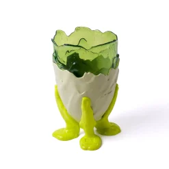 Vaso Clear grande in resina multicolore con tonalità verdi di Gaetano Pesce