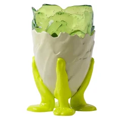 Vaso Clear grande in resina multicolore con tonalità verdi di Gaetano Pesce
