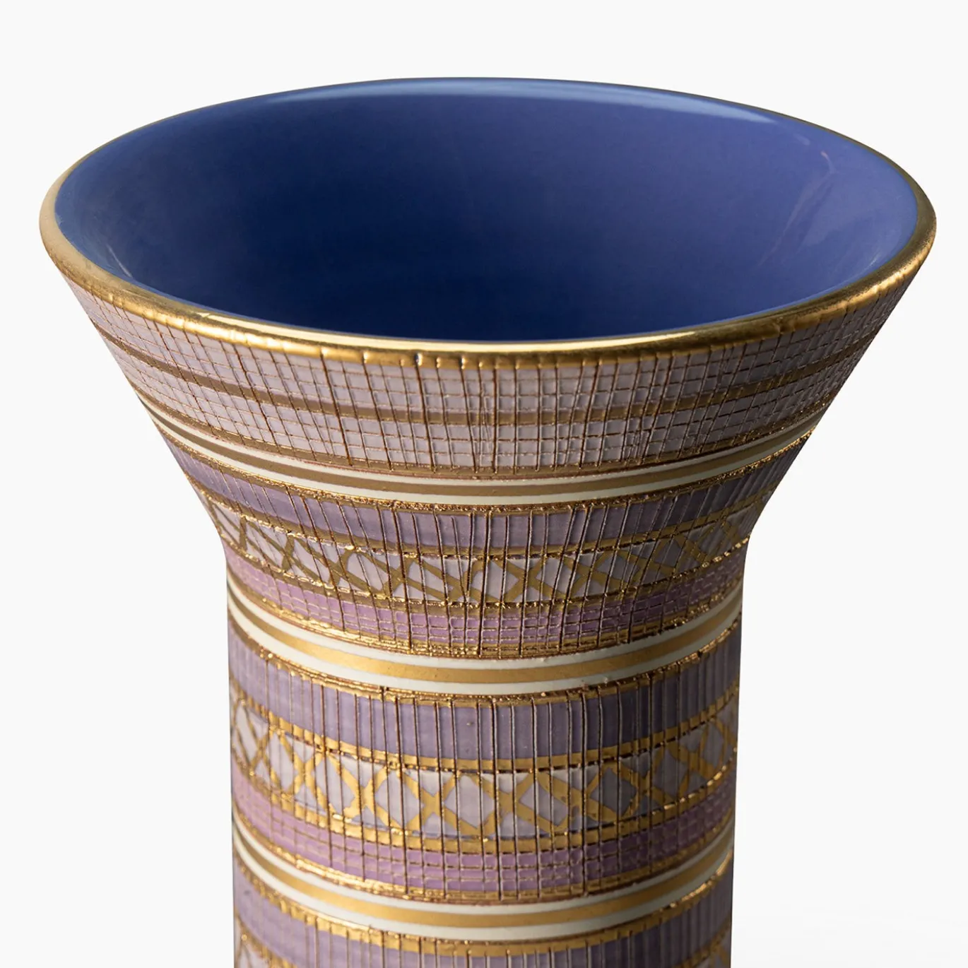 Vaso con dettagli dorati della serie Seta di Aldo Londi