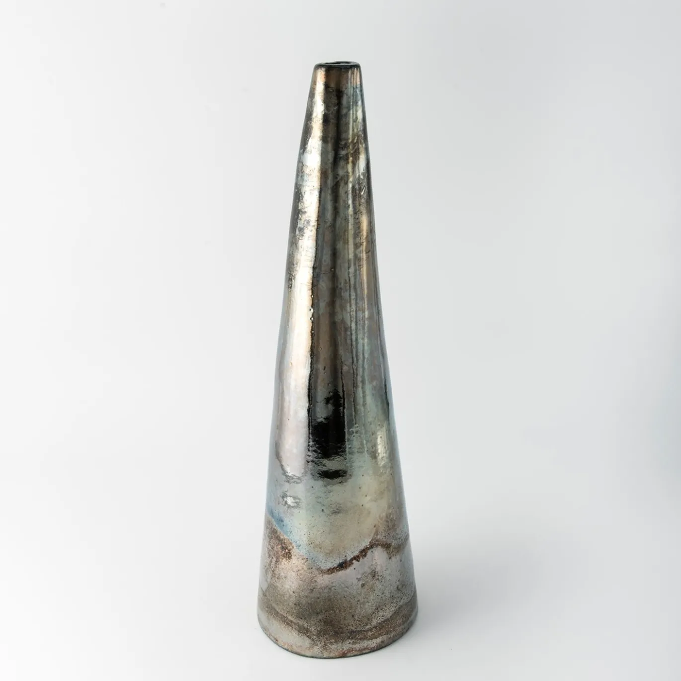 Vaso Conico in Ceramica Policroma Sole Notturno di Nino Basso #1