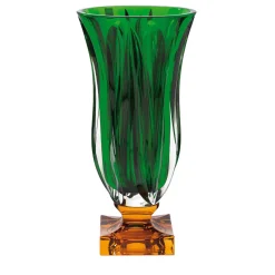 Vaso con piede in ambra e verde