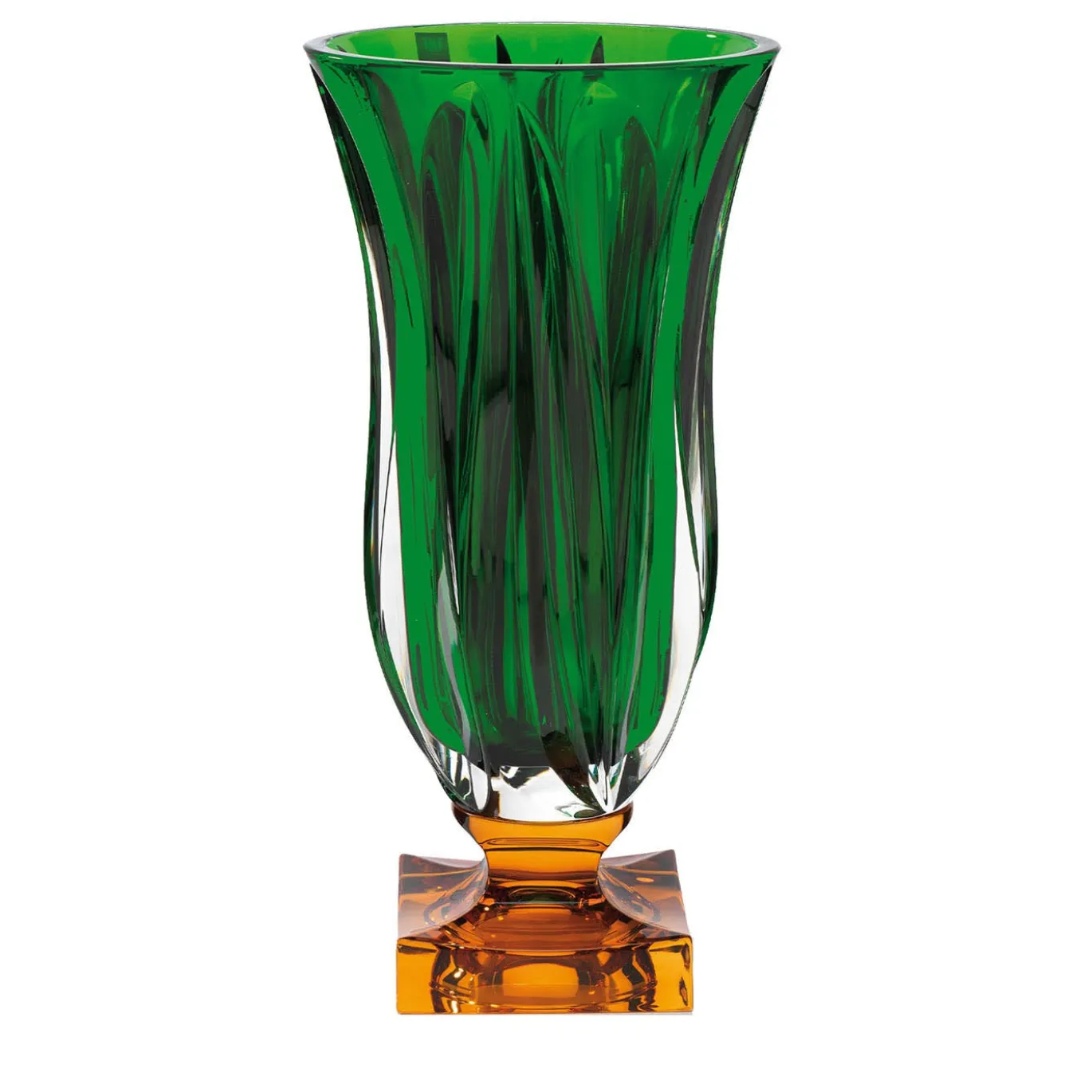 Vaso con piede in ambra e verde