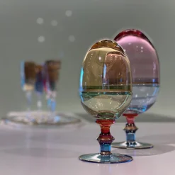 Vaso Contenitore Arlecchino Uovo Medio con Coperchio in Vetro Giallo