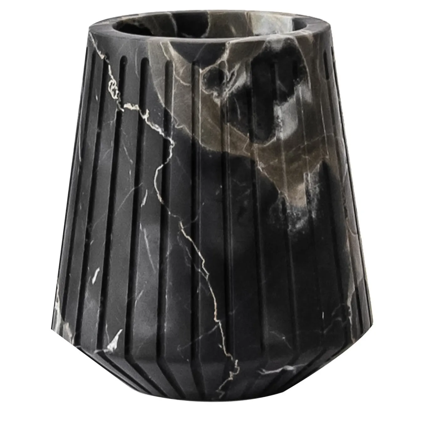 Vaso corto in marmo di Portoro