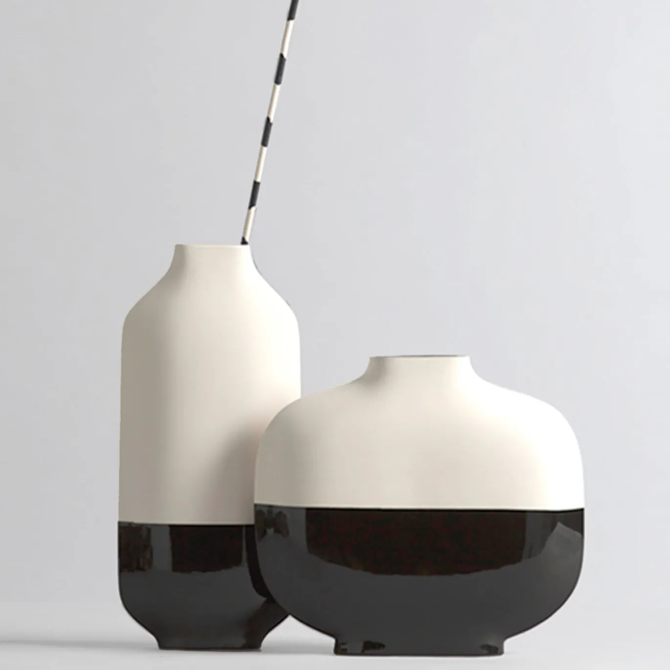 Vaso corto Palma Bianco e Nero