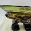 Vaso decorativo a coppa Torciglione in vetro di Murano verde e ambra