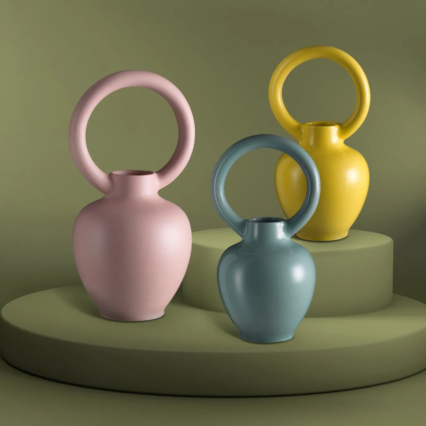 Vaso decorativo Alma in argilla lucida verde di Andrea di Pietro