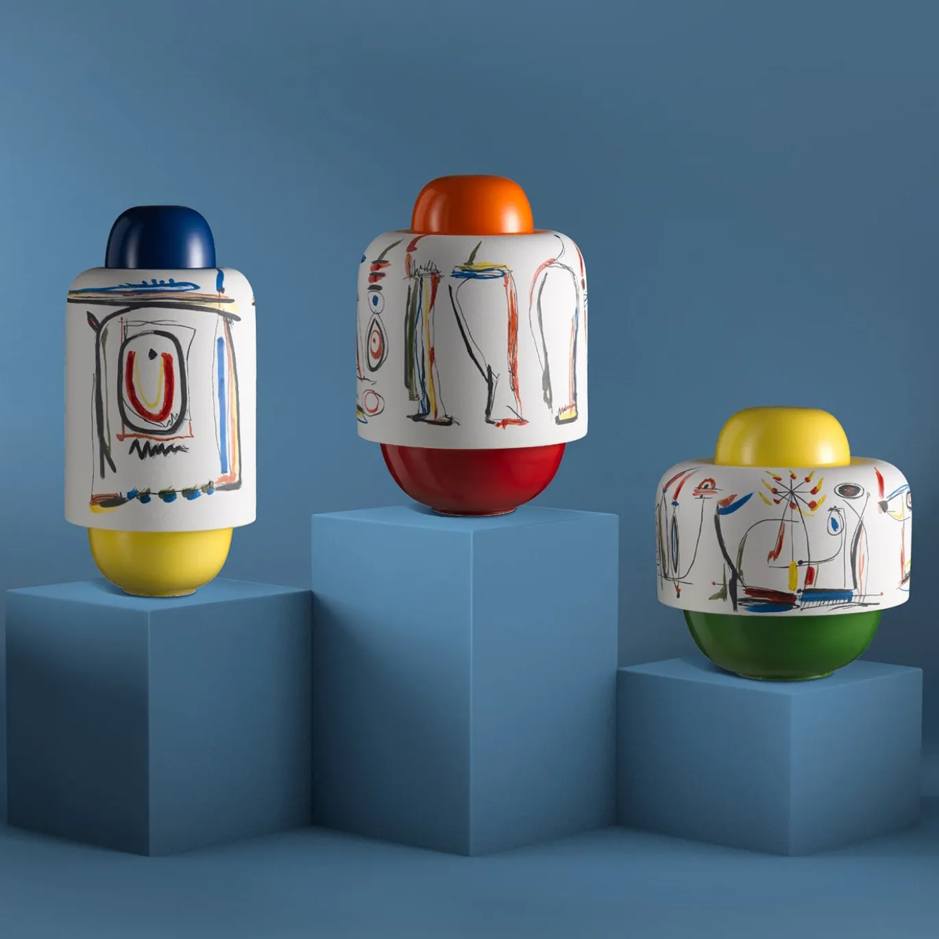 Vaso decorativo Babilonia in argilla multicolore di Luca Baldelli