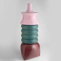 Vaso Decorativo Cacti In Ceramica Rossa - Elemento Inferiore