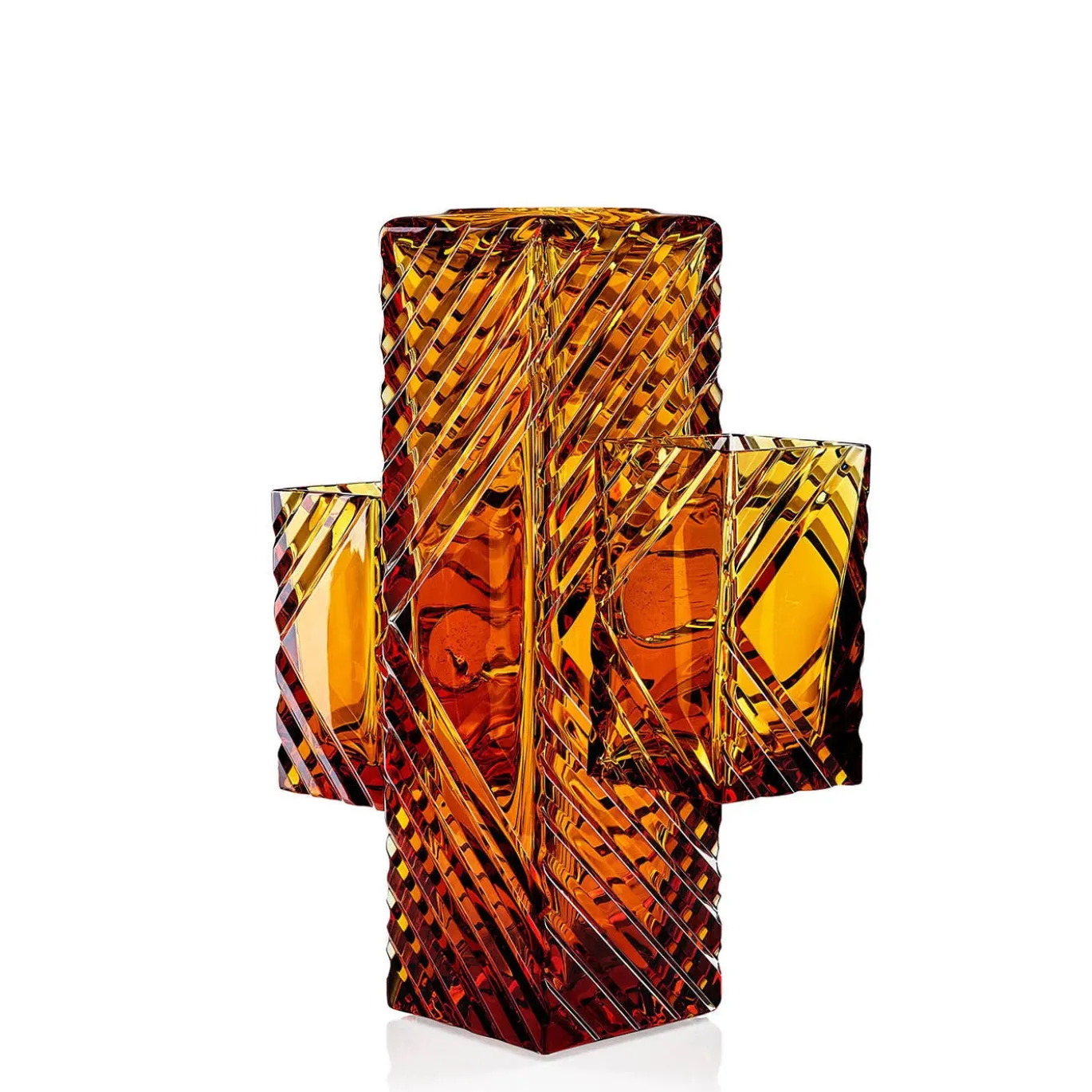 Vaso Decorativo Cactus Grande In Cristallo Color Ambra