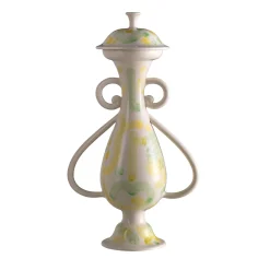 Vaso Decorativo Canto Della Luna in Argilla Gialla e Verde di Louis Bottero