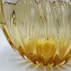 Vaso decorativo Cenere basso in vetro di Murano ambra