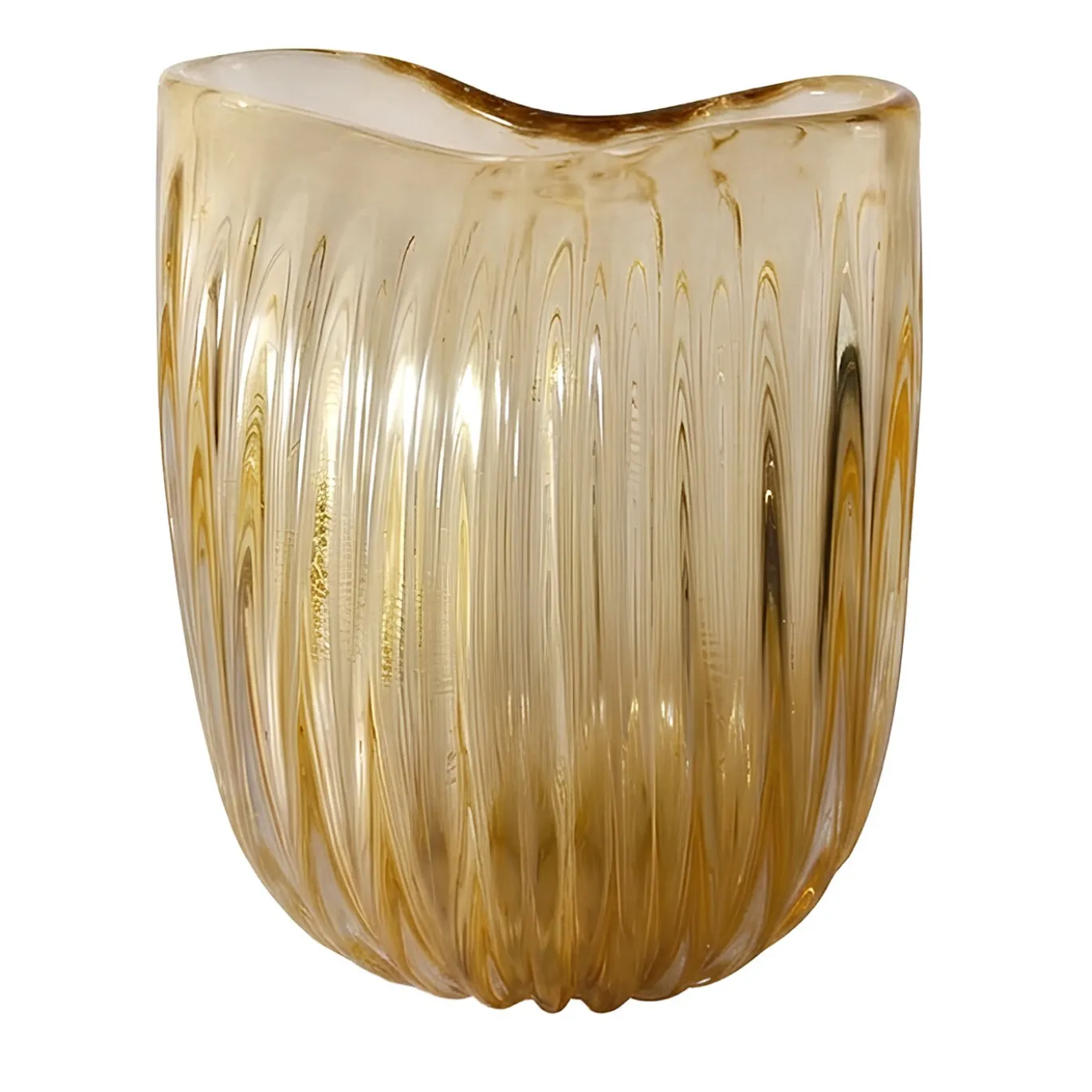 Vaso decorativo Cenere medio in vetro di Murano ambra