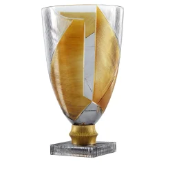 Vaso Decorativo Egeria Grande in cristallo Ambra e Grigio Linea Roma