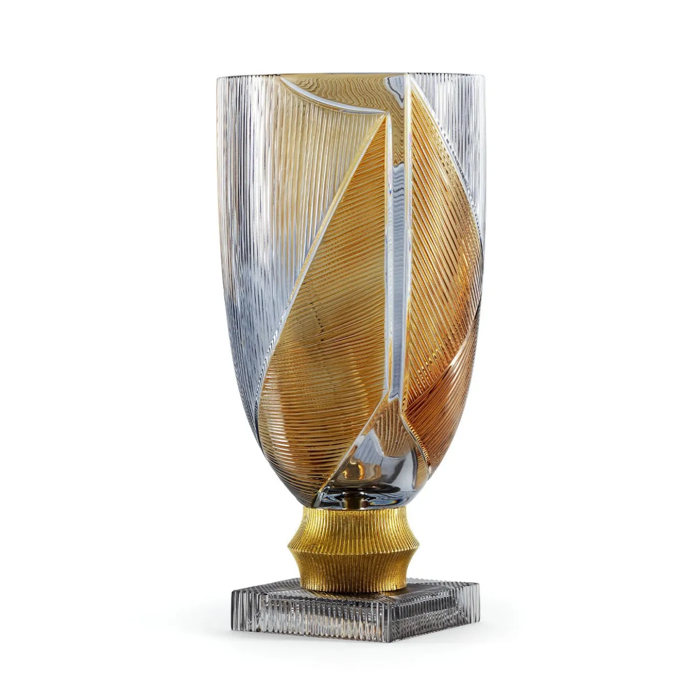 Vaso decorativo Egeria piccolo in cristallo ambra e grigio Linea Roma