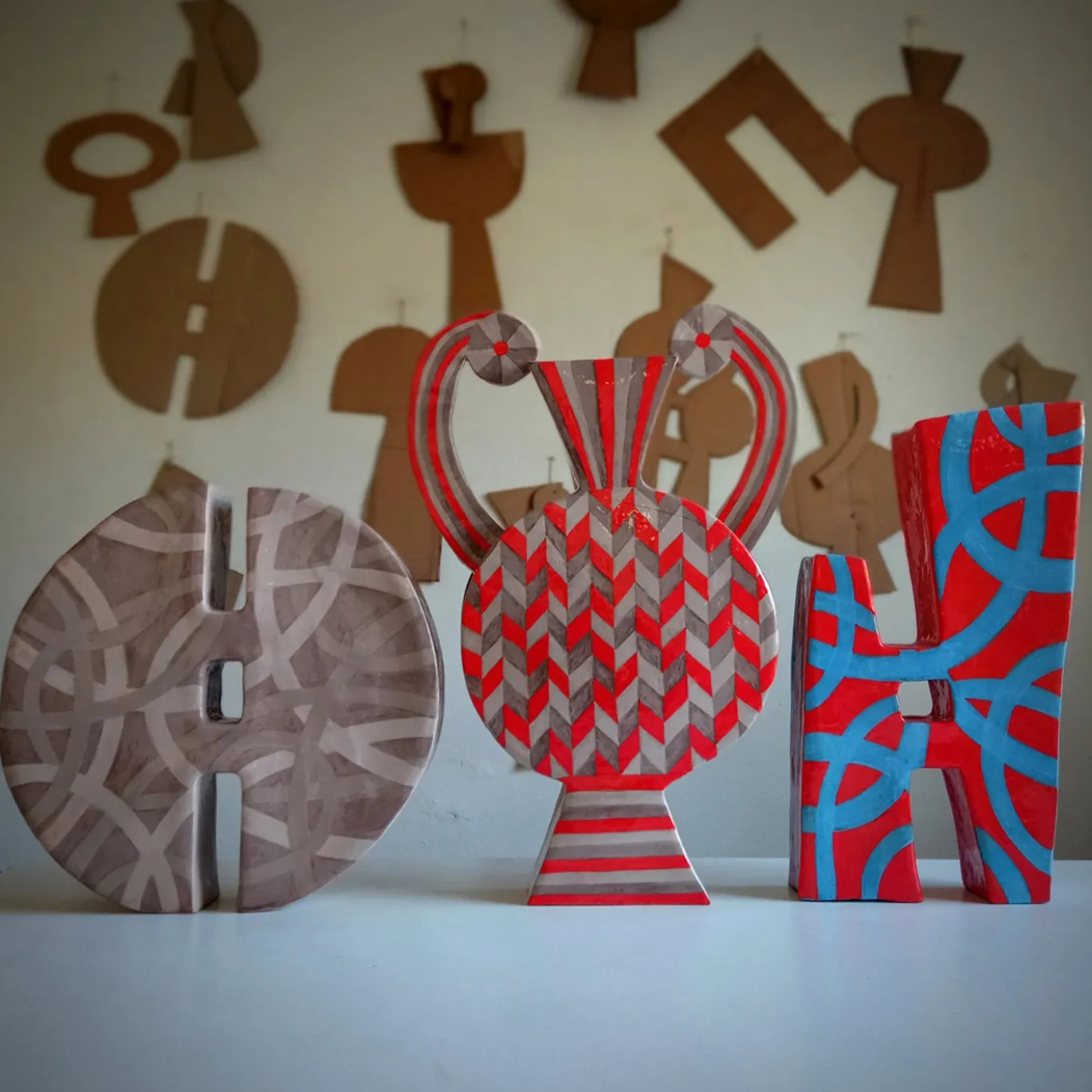 Vaso Decorativo Geometrico Etrusco Terra Rossa #2