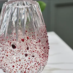 Vaso Decorativo Graffiante In Cristallo Con Dettagli Rossi
