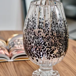Vaso Decorativo Graffiante In Cristallo Con Dettagli Neri