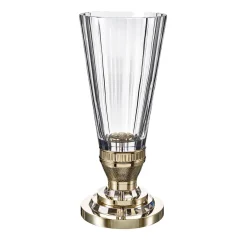 Vaso decorativo grande in cristallo con base in bronzo