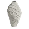Vaso Decorativo in Ceramica Bianca Fossilia