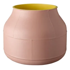 Vaso decorativo in ceramica rosa e gialla di Benjamin Humbert