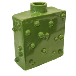Vaso decorativo in ceramica smaltata verde cactus