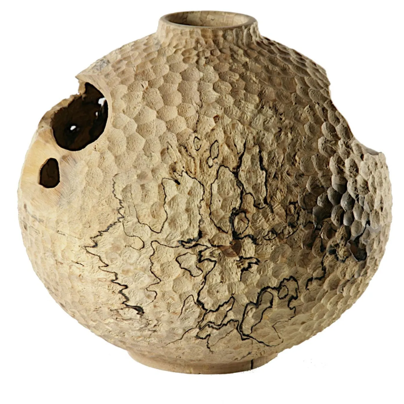 Vaso Decorativo in Legno Bombato con Effetto Smerigliato