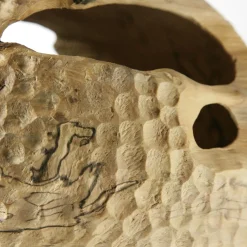 Vaso Decorativo in Legno Bombato con Effetto Smerigliato