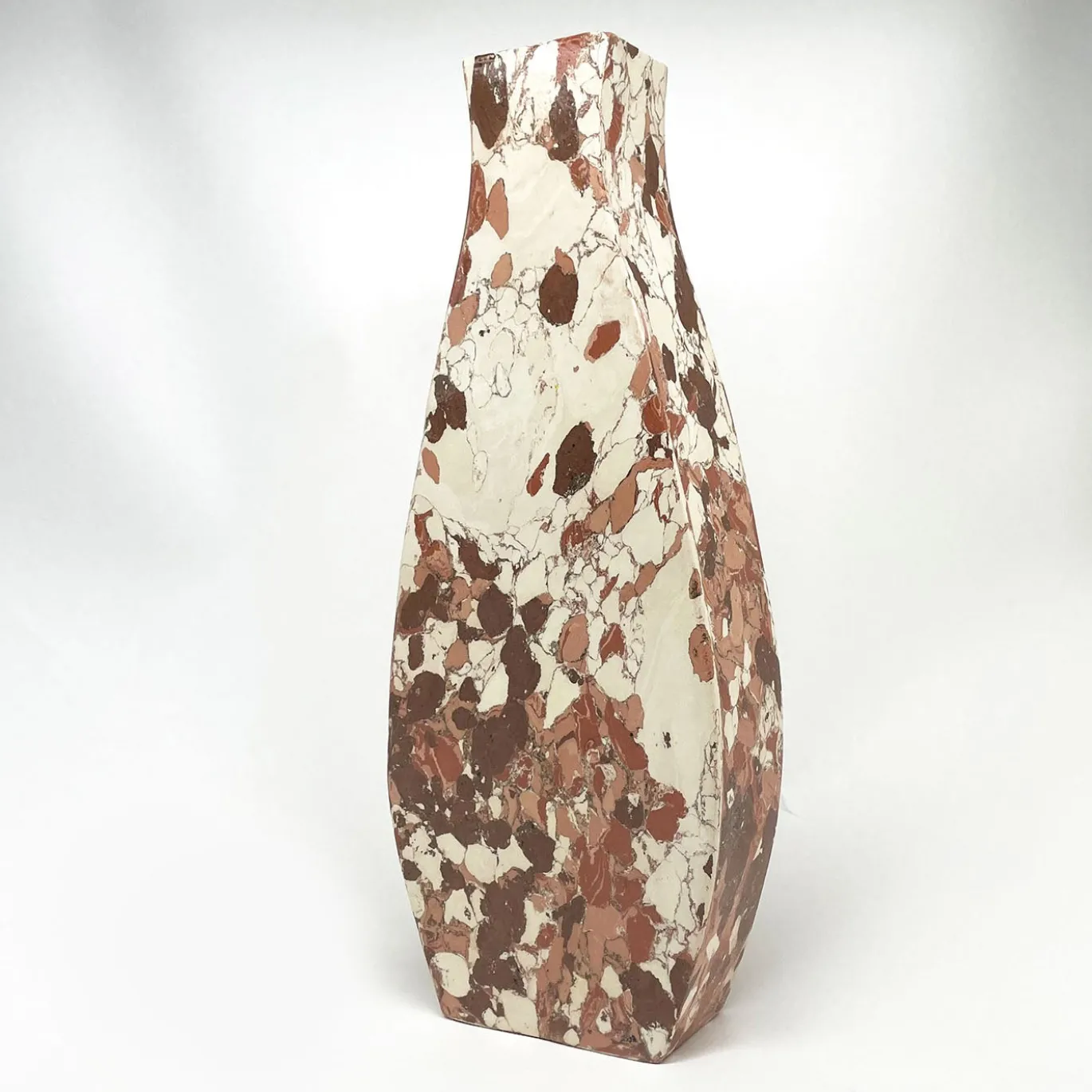Vaso decorativo in terracotta rosso e bianco N.94
