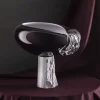 Vaso decorativo in vetro di Murano e marmo di Palissandro Stravedamento Borgogna