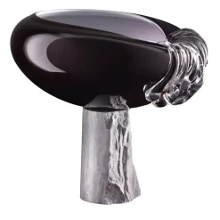 Vaso decorativo in vetro di Murano e marmo di Palissandro Stravedamento Borgogna