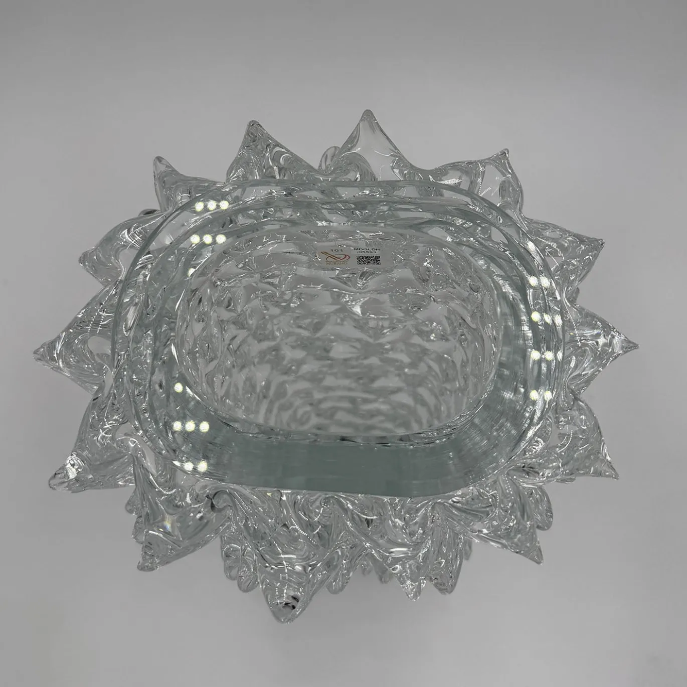 Vaso decorativo in vetro di Murano trasparente Rostri