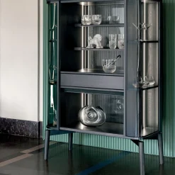 Vaso decorativo in vetro grigio-blu Roman