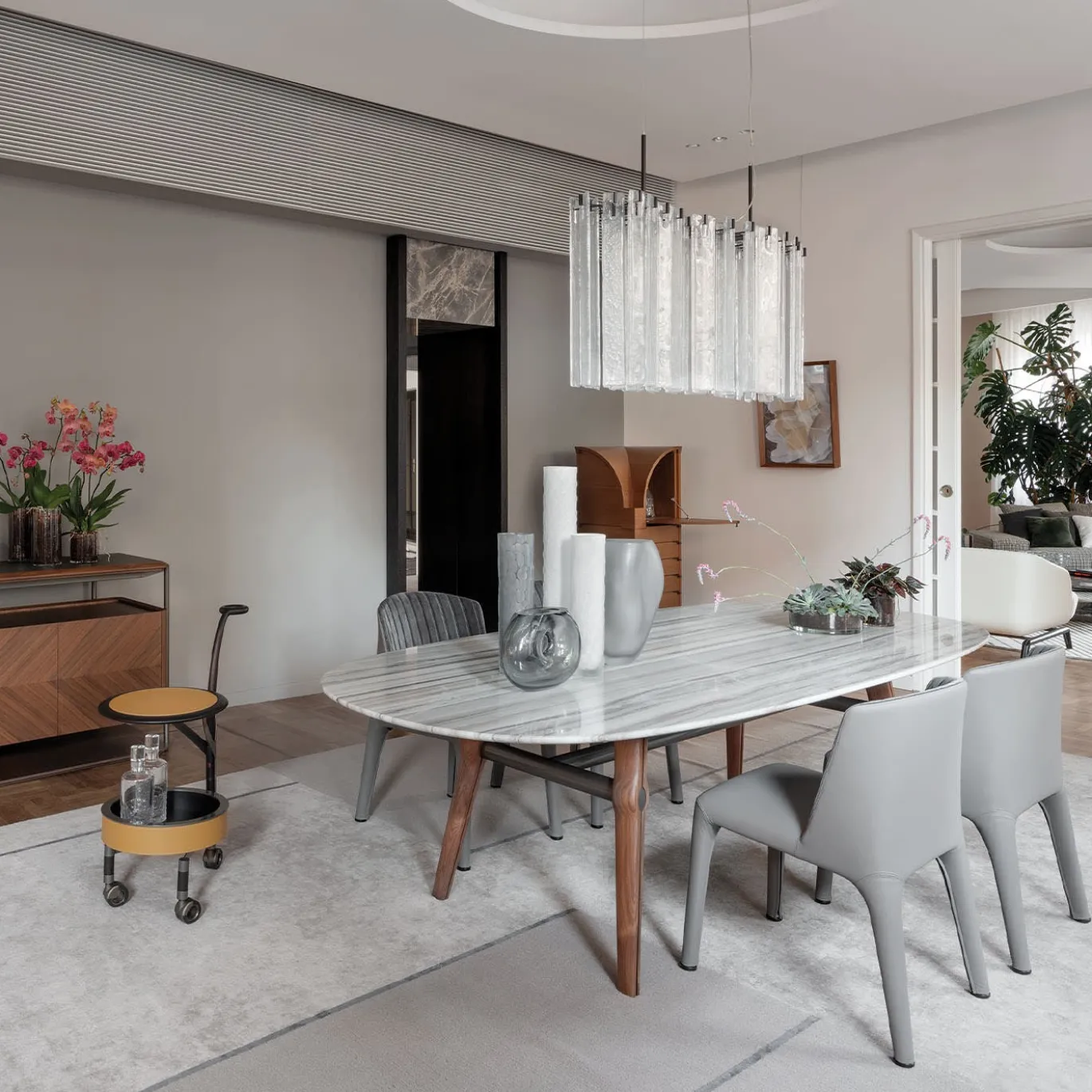 Vaso decorativo in vetro satinato Grigio WAVE