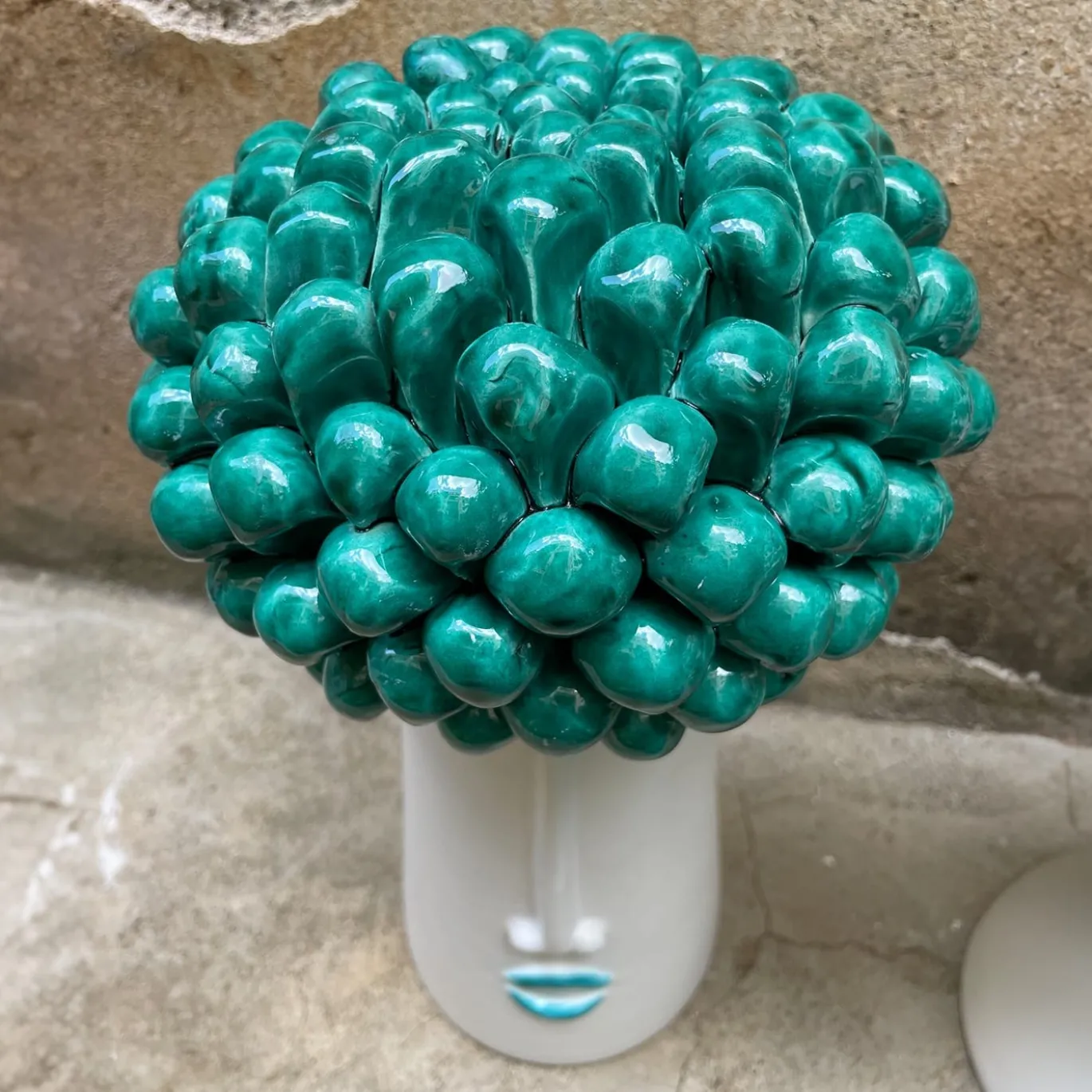 Vaso Decorativo La Pigna in Verde in Ceramica con coperchio