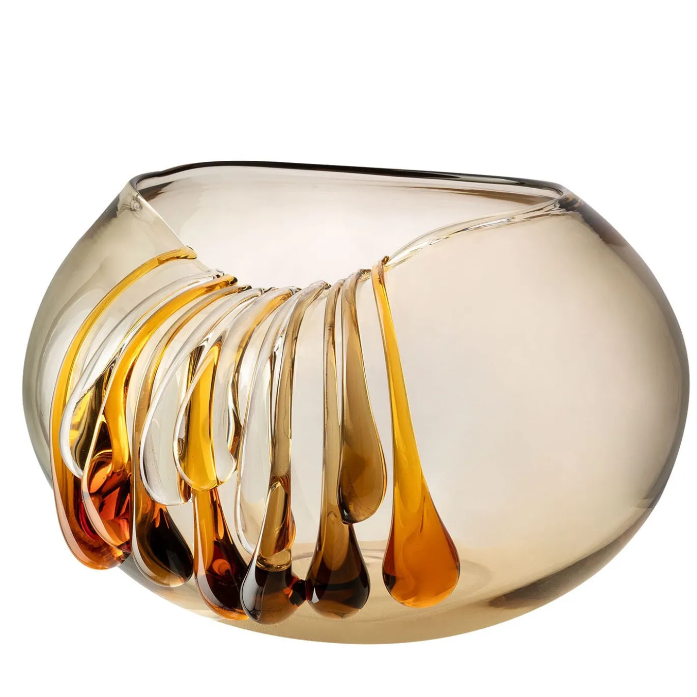 Vaso decorativo Like a Bowl in vetro beige e ambra con gocce