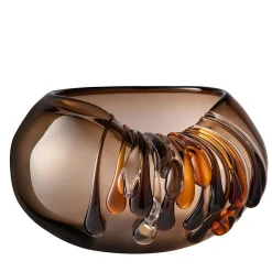 Vaso decorativo Like a Bowl in vetro di Murano marrone fumé e ambra