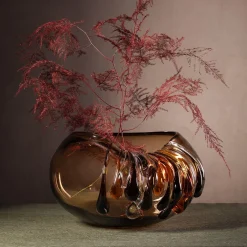 Vaso decorativo Like a Bowl in vetro di Murano marrone fumé e ambra
