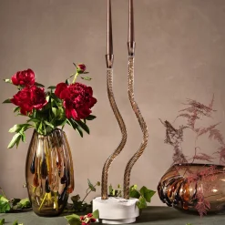 Vaso decorativo Like a Bowl in vetro di Murano marrone fumé e ambra