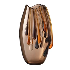 Vaso decorativo Like an Egg in vetro di Murano grigio tenue e ambra