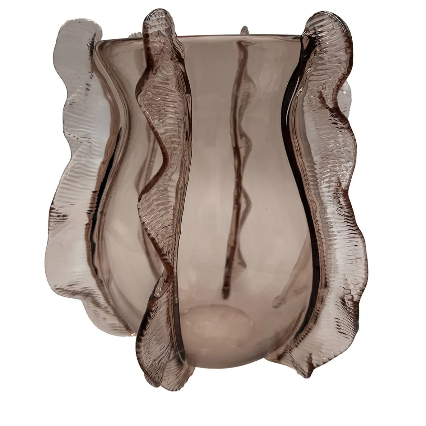 Vaso decorativo Onde basso in vetro di Murano rosa