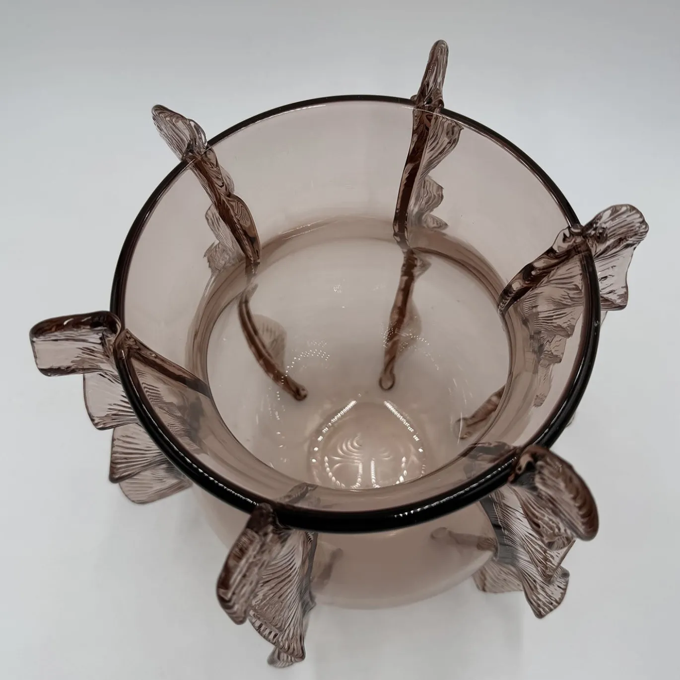 Vaso decorativo Onde basso in vetro di Murano rosa