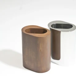 Vaso Decorativo Ovale in Acciaio Inox Lucido di Robert Evans