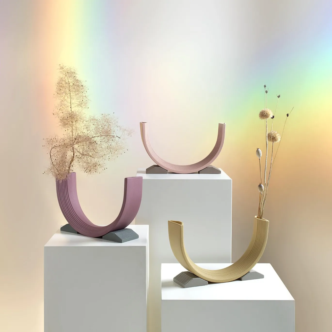 Vaso Decorativo Rainbow in porcellana gialla