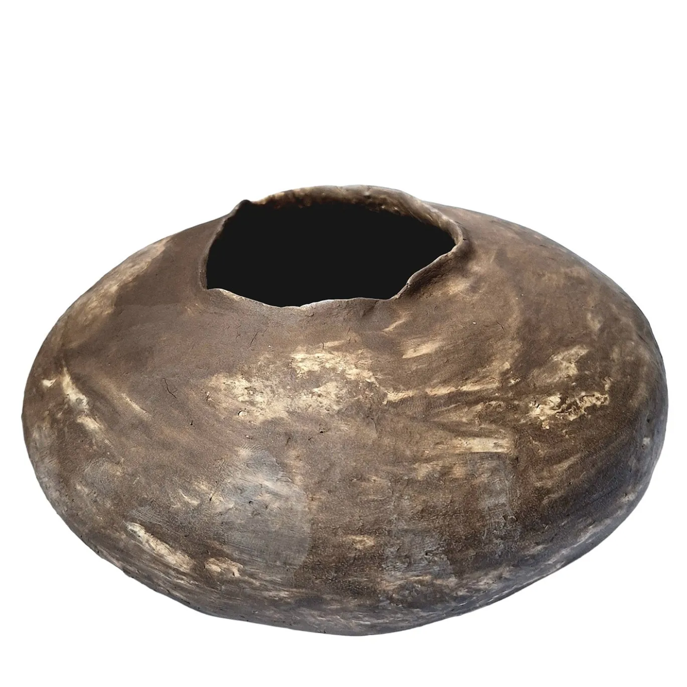 Vaso Decorativo Rotondo Terra 3 in Ceramica Marrone